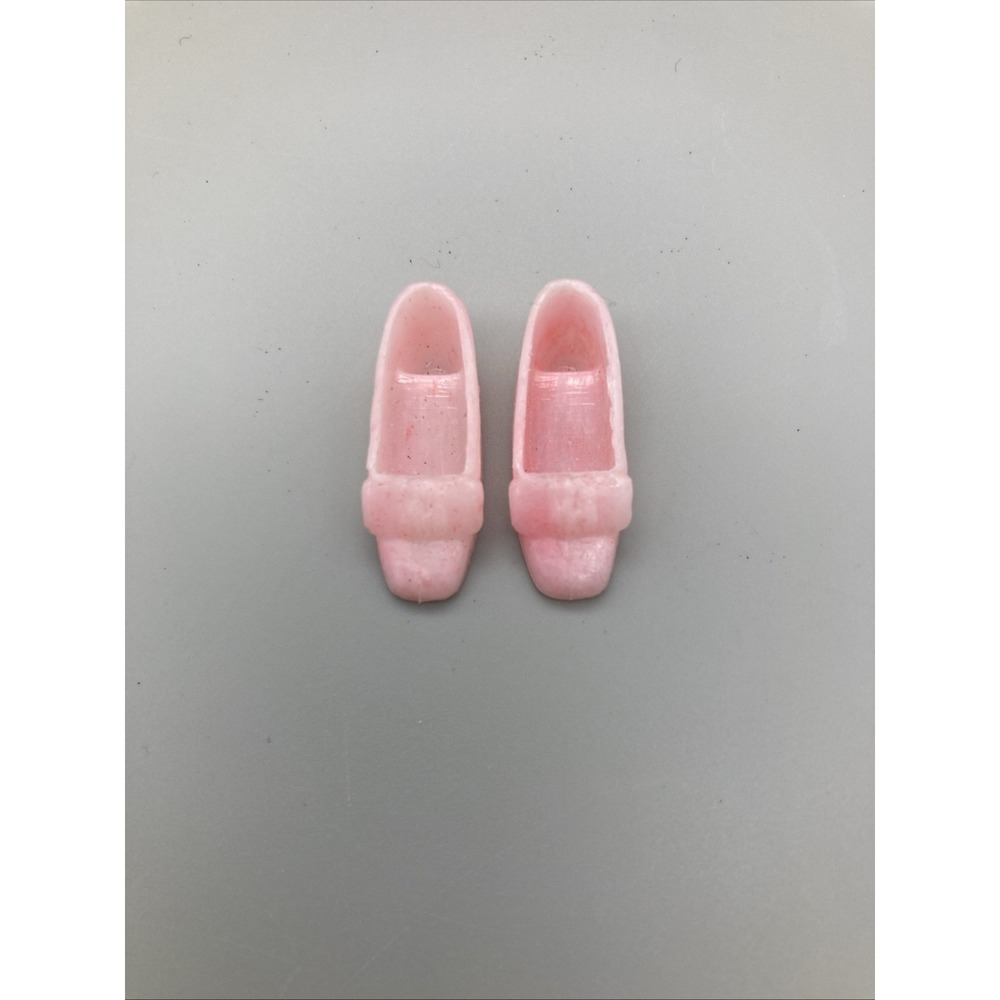 Vintage 70s Barbie FRANCIE Pale Pink PLASTIC SHOES Square Low Heels Hong Kong